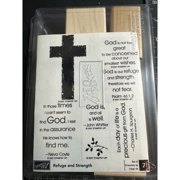 Stampin Up! Refuge & Strength Rubber Stamp Set Religious Quotes & Designs 2007 - Picture 1 of 3